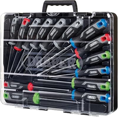 Set di 14 cacciaviti con impugnatura morbida Draper TX-Star® - 13437 - punte magnetiche, lame CRV