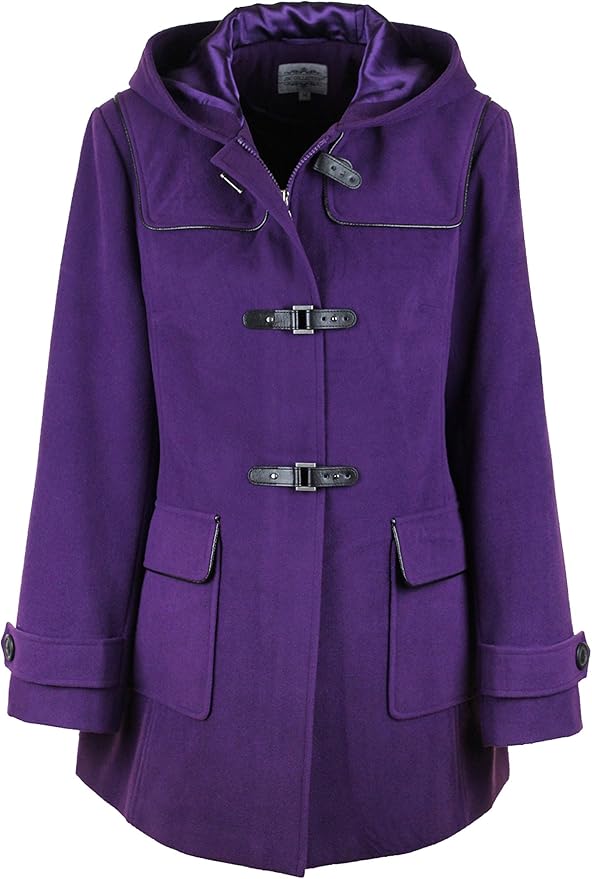 NEW LADIES WOMEN HOODED WINTER HIP LENGTH DUFFLE ZIP COAT JACKET RED