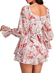 LYANER Women's Floral Print Off Shoulder Long
