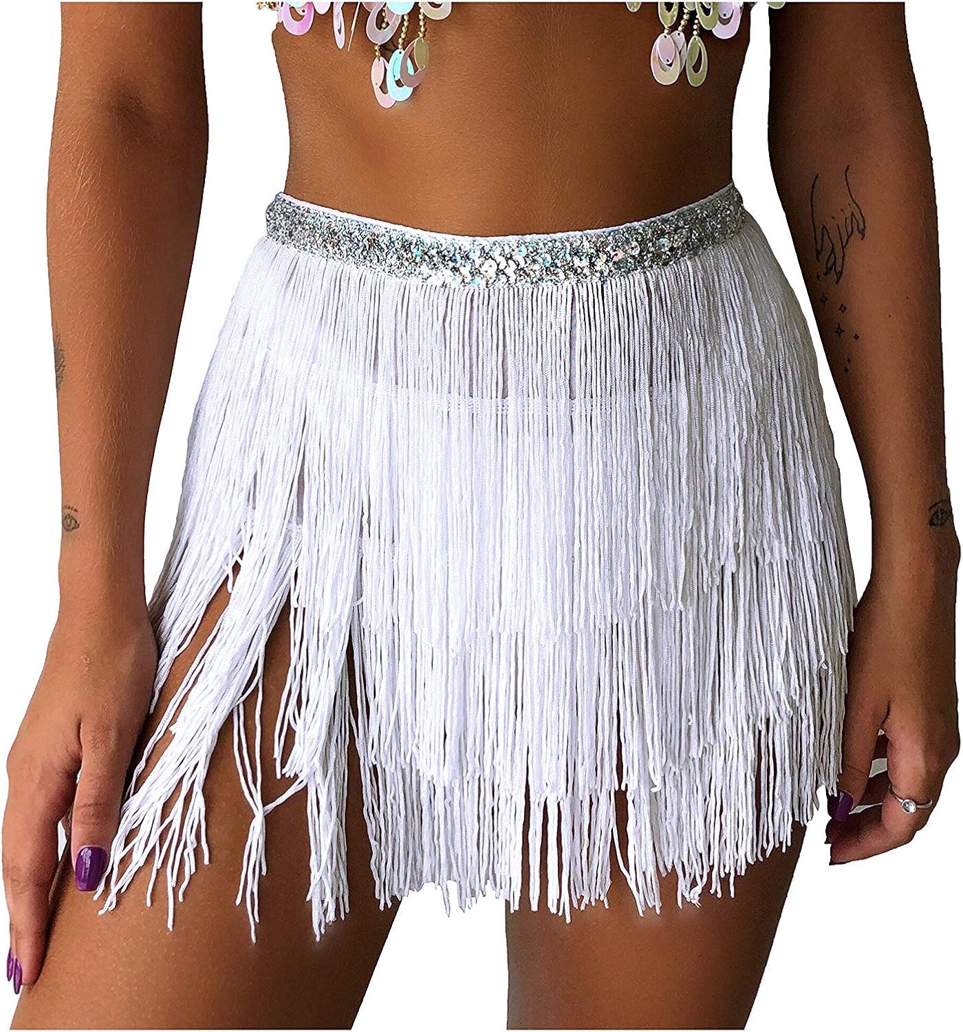 Belly Dance Hip Scarf for Women with Fringes: Clothing