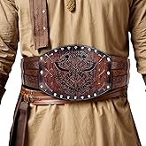 PEKVU Medieval Viking Wide Belt Faux Leather Armor Knight Corset Belt for LARP Christmas Gifts Costume