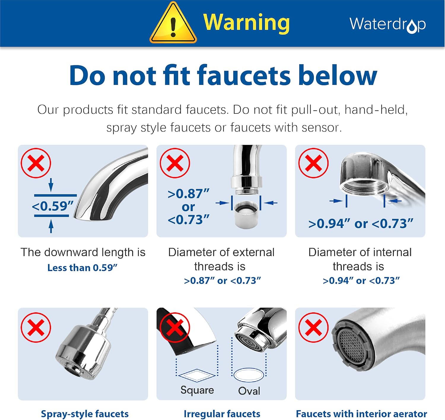 Waterdrop WD-FC-06 NSF Certified Stainless-Steel Faucet Water Filter, Carbon Block Water Filtration System, Tap Water Filter, Reduces Chlorine, Heavy Metals and Bad Taste (1 Filter Included): Kitchen & Dining