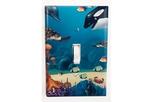 CREATE-A-MURAL Ocean Underwater Dolphin Whale Sea Turtle Kids Light Switch Cover Plate Decorative Nursery Teen Toddler Room Decor Bedroom Bathroom Playroom (Ocean 1)