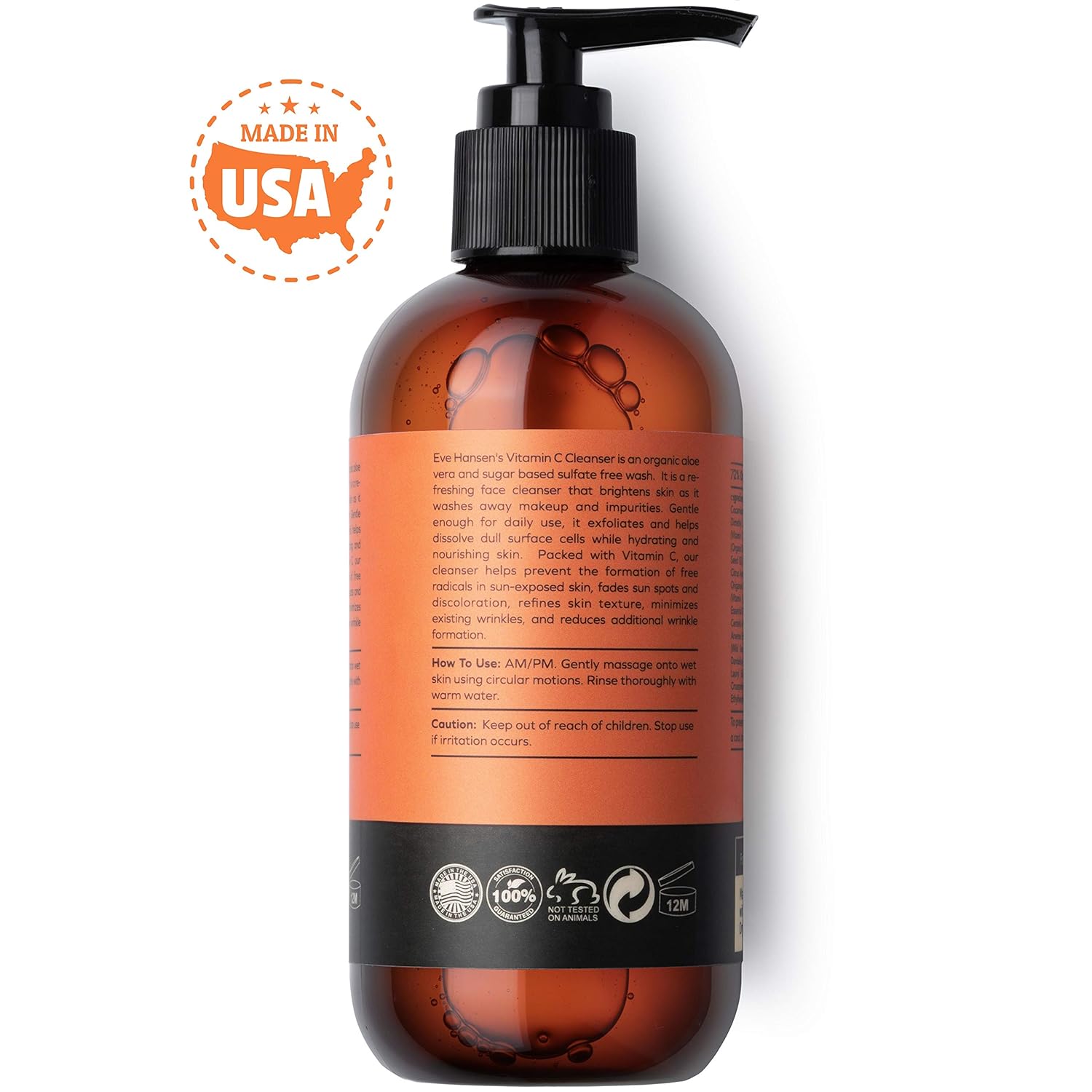 Eve Hansen Vitamin C Face Wash | HUGE 8 oz Anti-Aging Skin Cleanser for Dark Circles, Age Spots and Fine Lines | Blackhead Remover, Hyperpigmentation Treatment, Pore Minimizer Gel Face Cleanser: Beauty