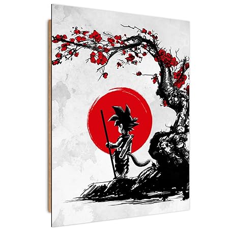 Feeby. Wandbilder - 1 Teilig- 40x60 cm - Bilder Kunstdrucke Deko Panel, Saiyan Under The Sun - DDJVigo, Anime, Grau