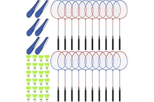 Chitidr 20 Pcs Badminton Rackets Set with 24 Shuttlecocks and 6 Carrying Bags, Sturdy Lightweight Badminton Rackets Racquet for Adults Beginners Indoor Outdoor Backyards