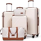CONCEPTEN Luggage Sets 5 Piece, Suitcases With Wheels, Lightweight Travel Luggage Set With TSA Lock, ABS Hardshell Carry On Suitcase Set, White