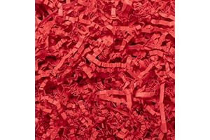 Mefleet 1 LB Crinkle Cut Paper Shred Filler Red Crinkle Shredded Paper for Gift Box - Gift Basket Bag Filler - Grass Cushion Stuffing for Valentine's Day Holiday Packaging Wrapping