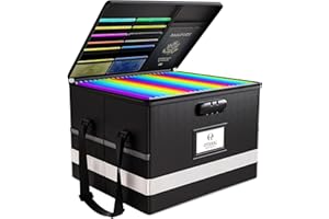 Oterri Fireproof Document Box with Lock, Letter File Box, Portable Fire Safe Box with Handle, Waterproof Important Document O