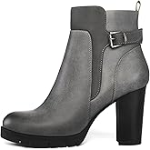 mysoft Women's Ankle Boots Chunky Stacked Heel Zipper Booties - Available in Wide Sizes