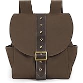 Koalswm Renaissance Canvas Backpack Vintage Medieval Travel Rucksack Bag Ren Faire Accessories (Brown)