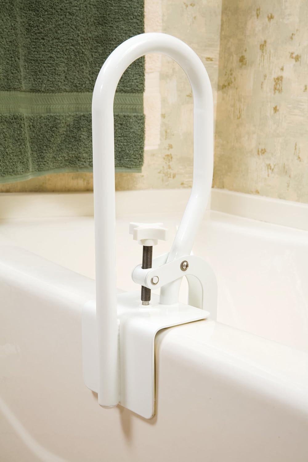 Carex White Bathtub Rail - Grab Bars for Bathroom, Bathtubs & Showers - Side Hand Grip Railing & Support - Shower Handle & Bath Tub Bar Clamps for Seniors & Elderly: Health & Personal Care