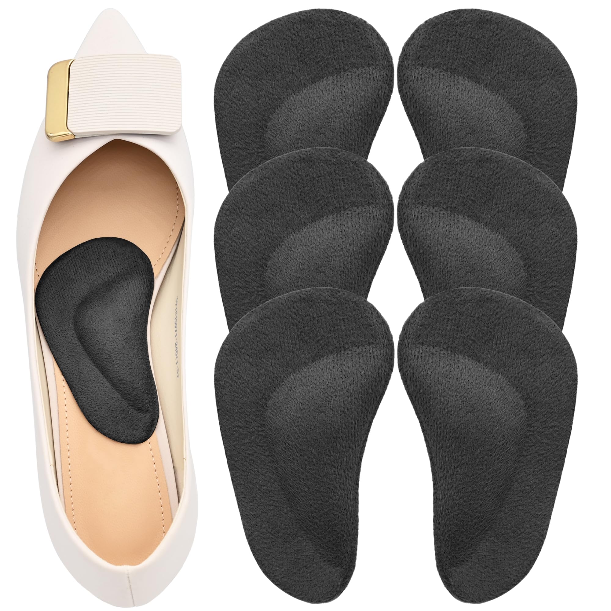 Photo 1 of Gel Arch Support, 3 Pairs Shoe Insoles for Flat Feet, Reusable Arch Inserts for Plantar Fasciitis, Adhesive Arch Pad for Relieve Pressure and Foot Pain(Black)