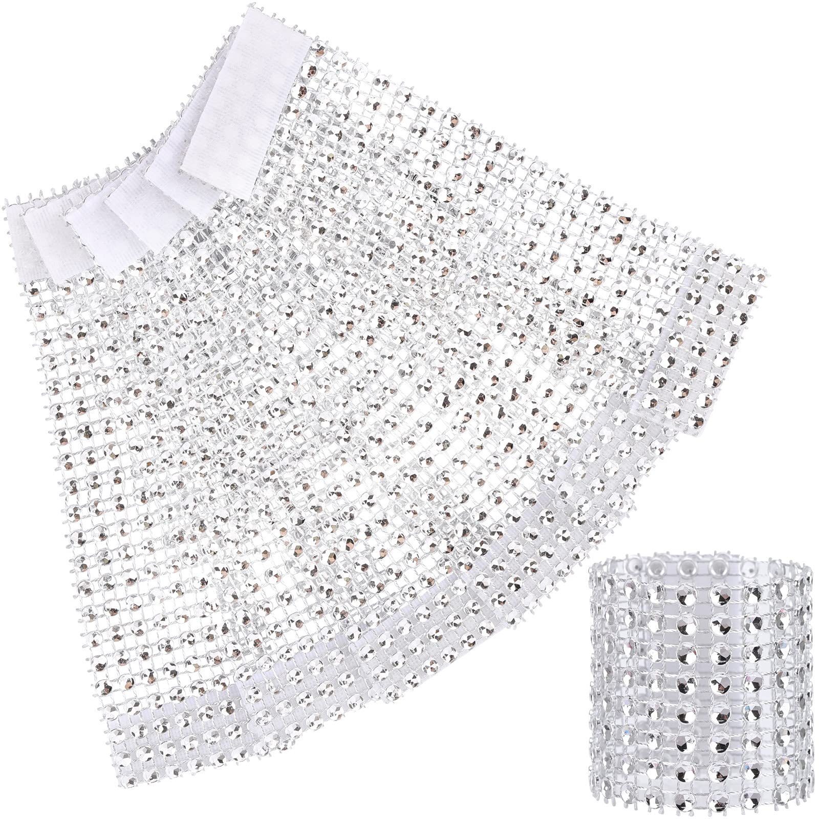 Napkin Rings Set of 150 Silver Rhinestone Mesh Napkin Holders for Table Decorations or DIY Decoration — image 1