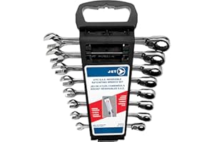 JET 8-Piece Long S.A.E. Reversible Ratcheting Combination Wrench Set, 700321
