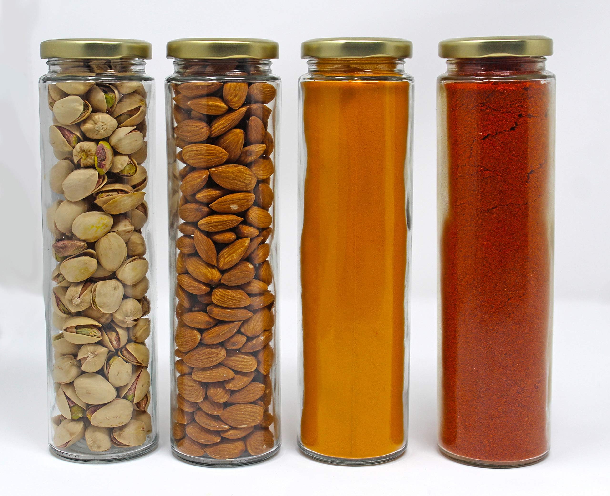 Cloudsell Bamboo Glass jar & Container with Airtight lid, Clear, 500 ml, Set of 4