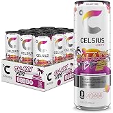 CELSIUS GALAXY VIBE Sparkling Strawberry Watermelon, Sugar Free Energy Drink, 12 Fl Oz (Pack of 12)