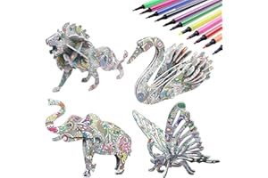 DDMY 4 Pack 3D Coloring Puzzle Set, Art Coloring Painting Puzzle for Kids Age 7 8 9 10 11 12, Fun Creative DIY Toys for Girls Boys