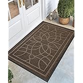 DEXI Front Door Mat Outside Entrance, Heavy Duty Non Slip Low Profile Doormat for Entryway, Trap Dirt and Moisture Welcome Mats, Easy Clean, Patio, Garage, 5x3, Brown