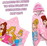 Disney Princess Hooded Towel 100% Cotton Large Poncho Kids Bath Beach Wrap view 5