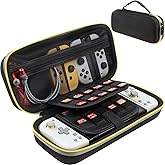 ButterFox Large Carrying Case for Hori Split Pad Compact with 20 Game Holders (18 Physical + 2 digital) - Black/Yellow