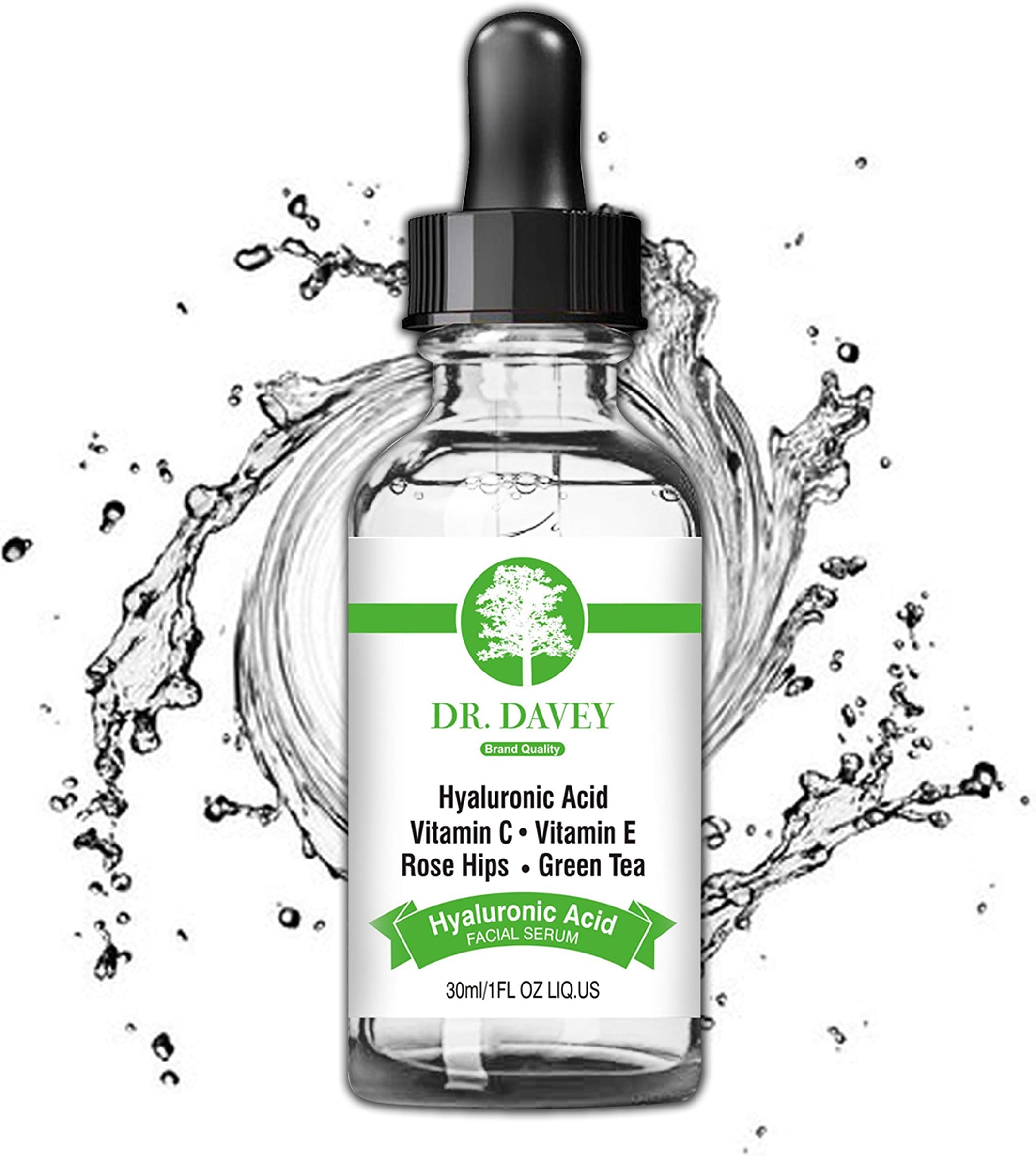 Dr. Davey Hyaluronic Acid Serum - Hydration & Moisture Filled Hyaluronic Acid Facial Serum with Vitamin C & Vitamin E, Non Greasy Medical Grade Anti-Aging Formula - 1oz (1 Pack)