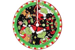 48 Inch Merry Christmas Tree Skirt Collar, Softand Funny Farmhouse Holiday Decor Xmas Party Holiday Decoration