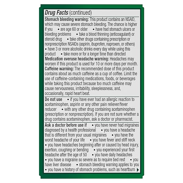 EXCEDRIN MIGRAINE RELIEF CAPLETS FOR MIGRAINE SYMPTOMS, ACETAMINOPHEN 500MG, ASPIRIN 250MG, CAFFEINE 65MG, PAIN RELIEVER, 24 COUNT