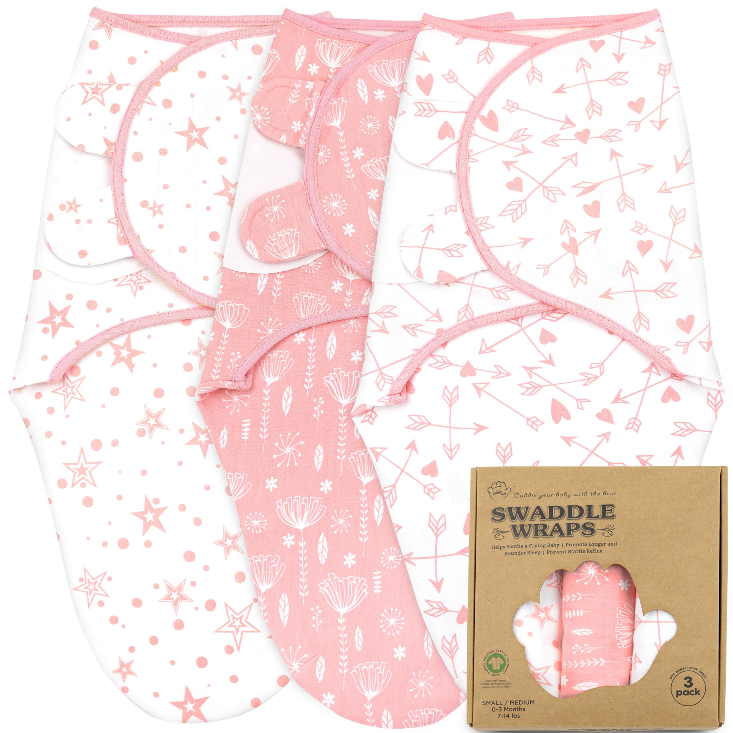 Photo 1 of Bublo Baby Organic Preemie Swaddles 4-7 lbs - 3-Pack Premature Babies Swaddle Sleep Sack - Premature Infant Sleeping Sack - Easy Adjustable Baby Swaddle Blanket Wrap Boy Girl (Rose Pink)