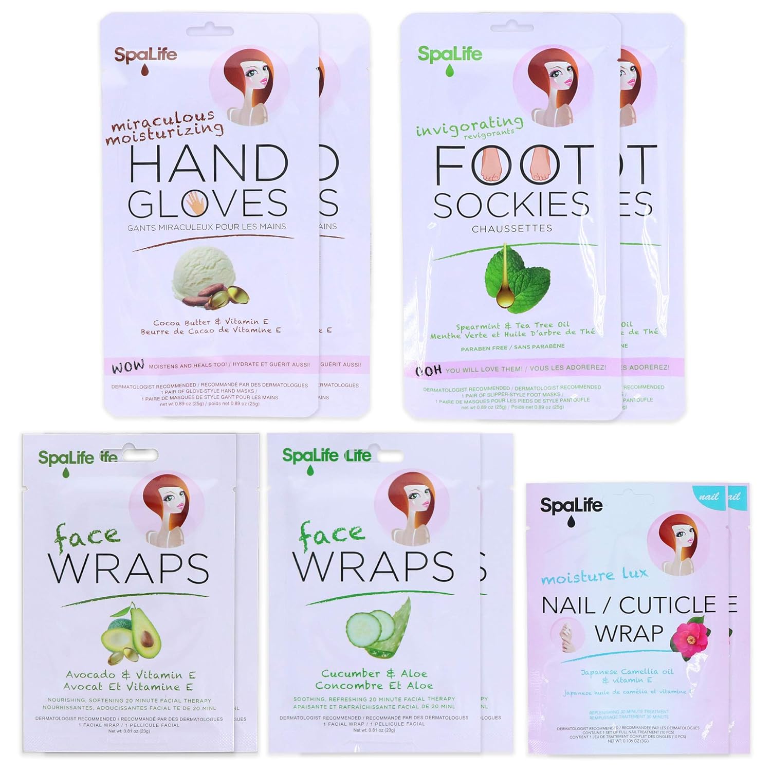 SpaLife Pink Hand, Foot, Nail, Face 10 Piece Spa Set : Beauty