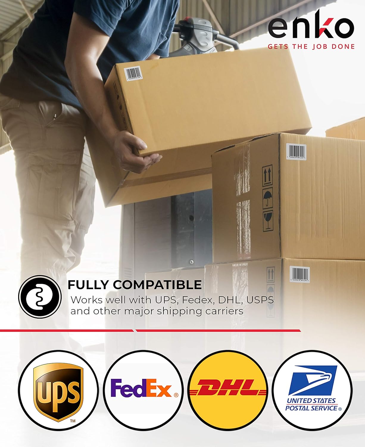 enKo (3 Rolls, 4125 Labels) - 3" x 1" Direct Thermal Labels for FBA Stickers, FN SKU Labels for Zebra Thermal Printers : Shipping Labels : Office Products
