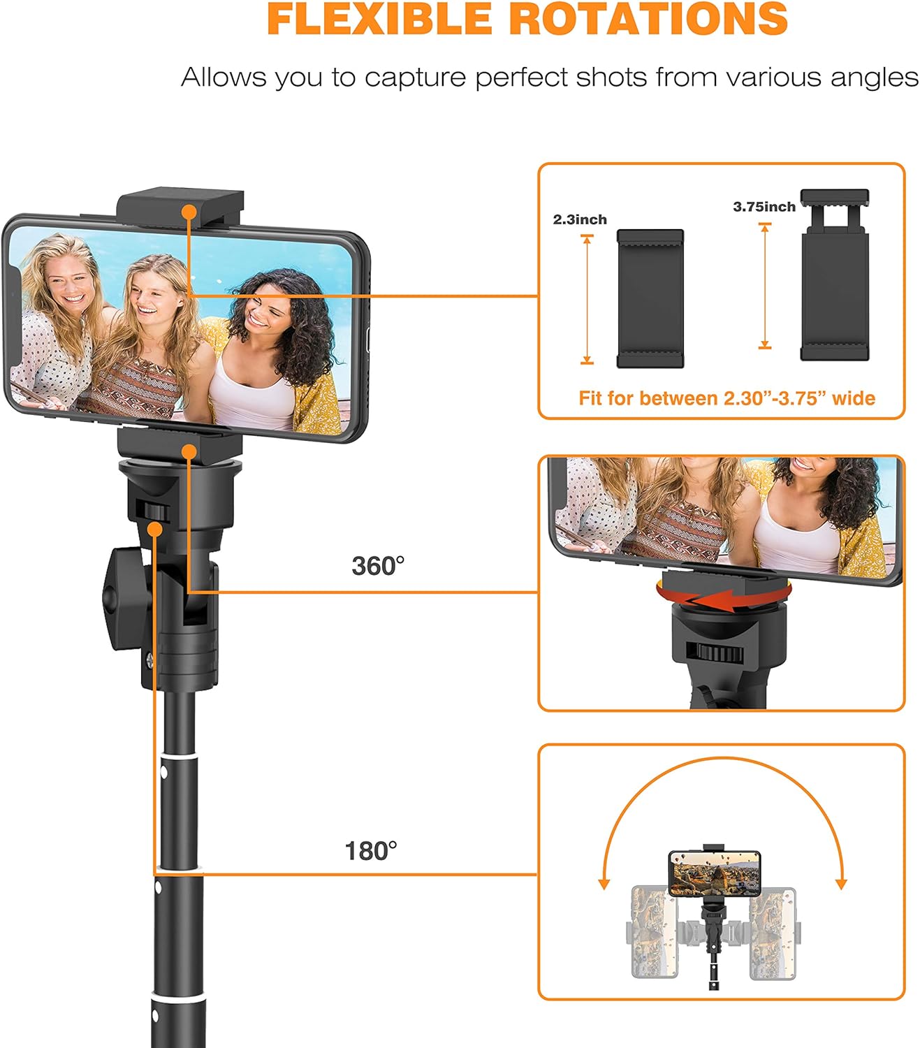 Selfie Stick Tripod, 52" Extendable Phone Camera Selfie Stick with Tripod Stand & Wireless Remote for iPhone Xs X 6 7 8/ Huawei/Samsung Galaxy S9 Note8/ Xiaomi/GoPro/Android Phones: Camera & Photo