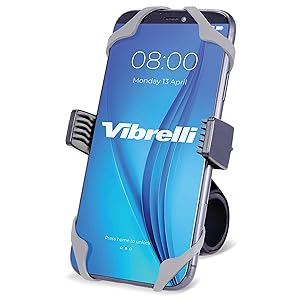 Vibrelli Universal Motorcycle & Bike Phone Mount | Handlebar Phone Holder for Bikes, Bicycles, Scooter, ATV | Fits: iPhone 11, XR, X, XS, 8, 8 Plus, 7, 7 Plus, 6, 6 Plus | Galaxy S10, S9, S8