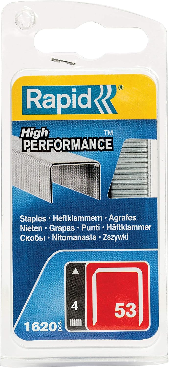 Rapid High Performance Staples, No.53, Leg Length 4 mm, 40109501 - 1620 Pieces, Silver, 1600 Pack