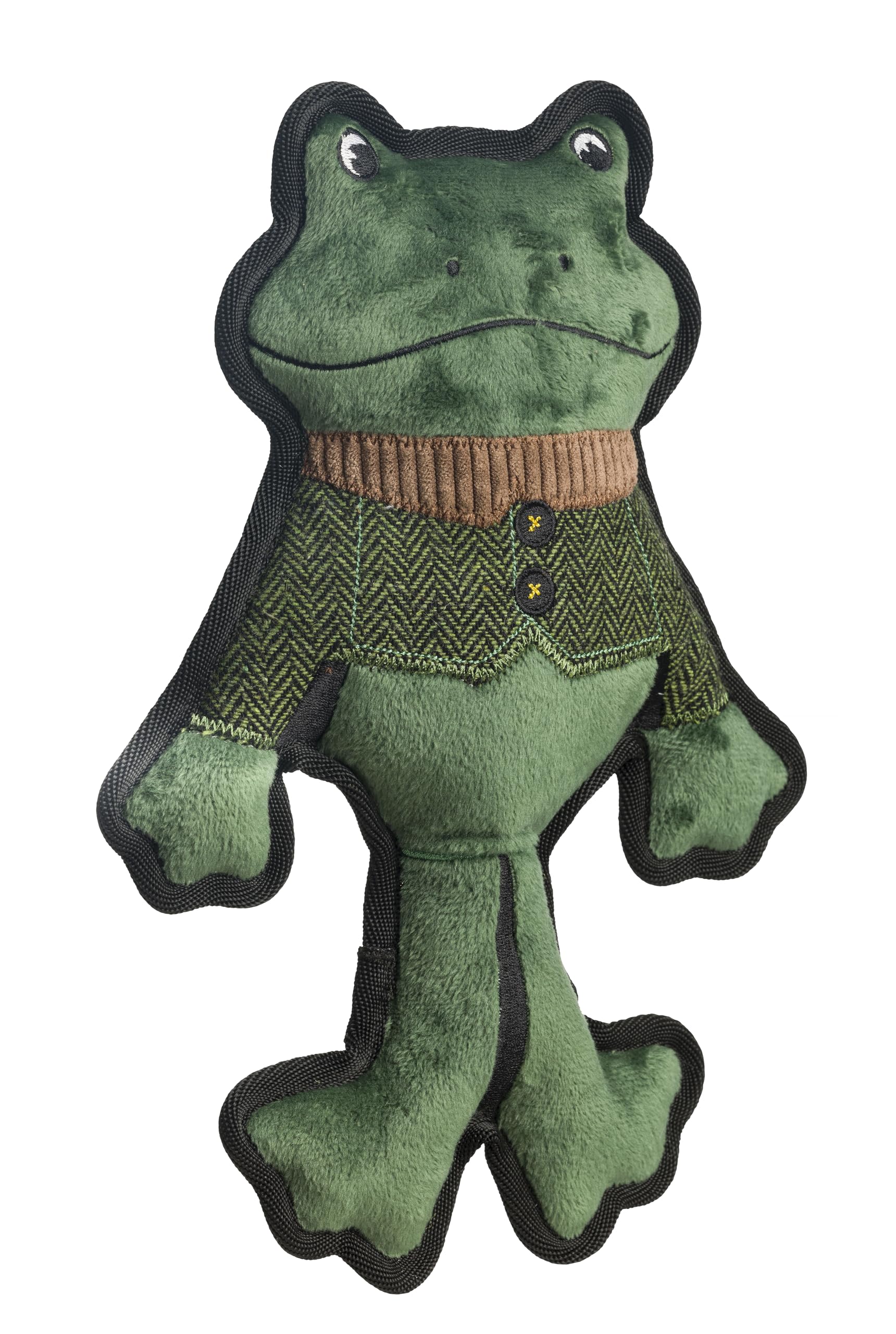 House of Paws Green Tweed Frog Dog Toy - Plush with Mixed Textures and Squeaker