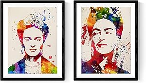 Pack of Two Posters Painted Frida. Watercolor Prints Size 11''x17'' of The Mexican Painter Frida Kahlo