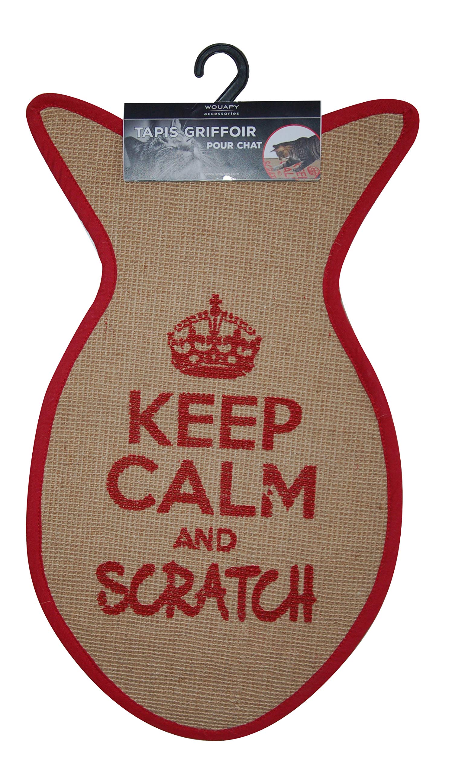 Wouapy Fish scratching mats in sisal, design scratcher with red writing,