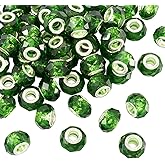 Spritewelry 100pcs Green Glass Beads 14mm Large Hole European Beads Christmas Green Lampwork Loose Spacer Bead for Bracelet DIY Craft Necklace Earring Making Hole: 5mm