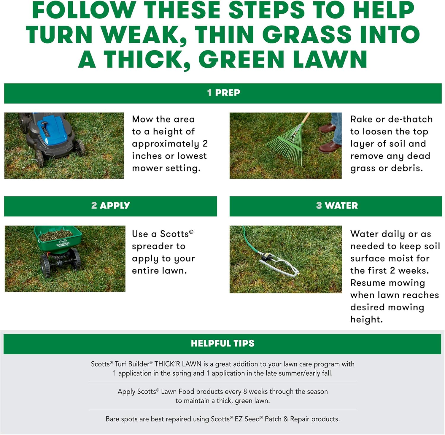 Scotts Turf Builder Thick'R Lawn Sun & Shade - 3 in 1 Lawn Fertilizer, Seed, Soil Improver for a Thicker, Greener Lawn, Seeds up to 4, 000 sq. ft, 40 lb. : Garden & Outdoor