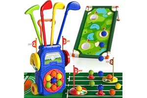 WATUDOU Toddler Golf Set Toys for Kids, Kids Toddler Golf Clubs with 7 Balls, Putting Mat & Golf Board, Toys Gifts for 3 4 5 6 Year Old Boys, Christmas Birthday Gifts for 3 4 5 6 Year Old Boy Kids