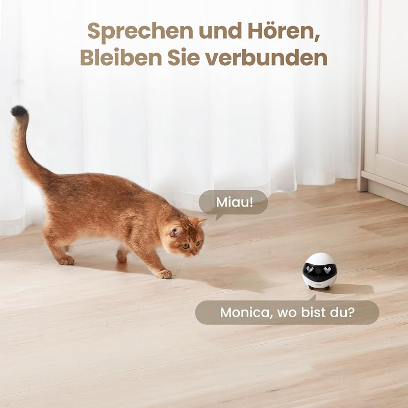 Air 2 FamilyBot-Intelligenter 2K Überwachungskamera Roboter mit Selbstaufladung,Patrol Roboter für die Heimüberwachung,Kabellose Hundekamera&Katzen Kamera mit Nachtsicht,2-Wege-Audio (Weiß)