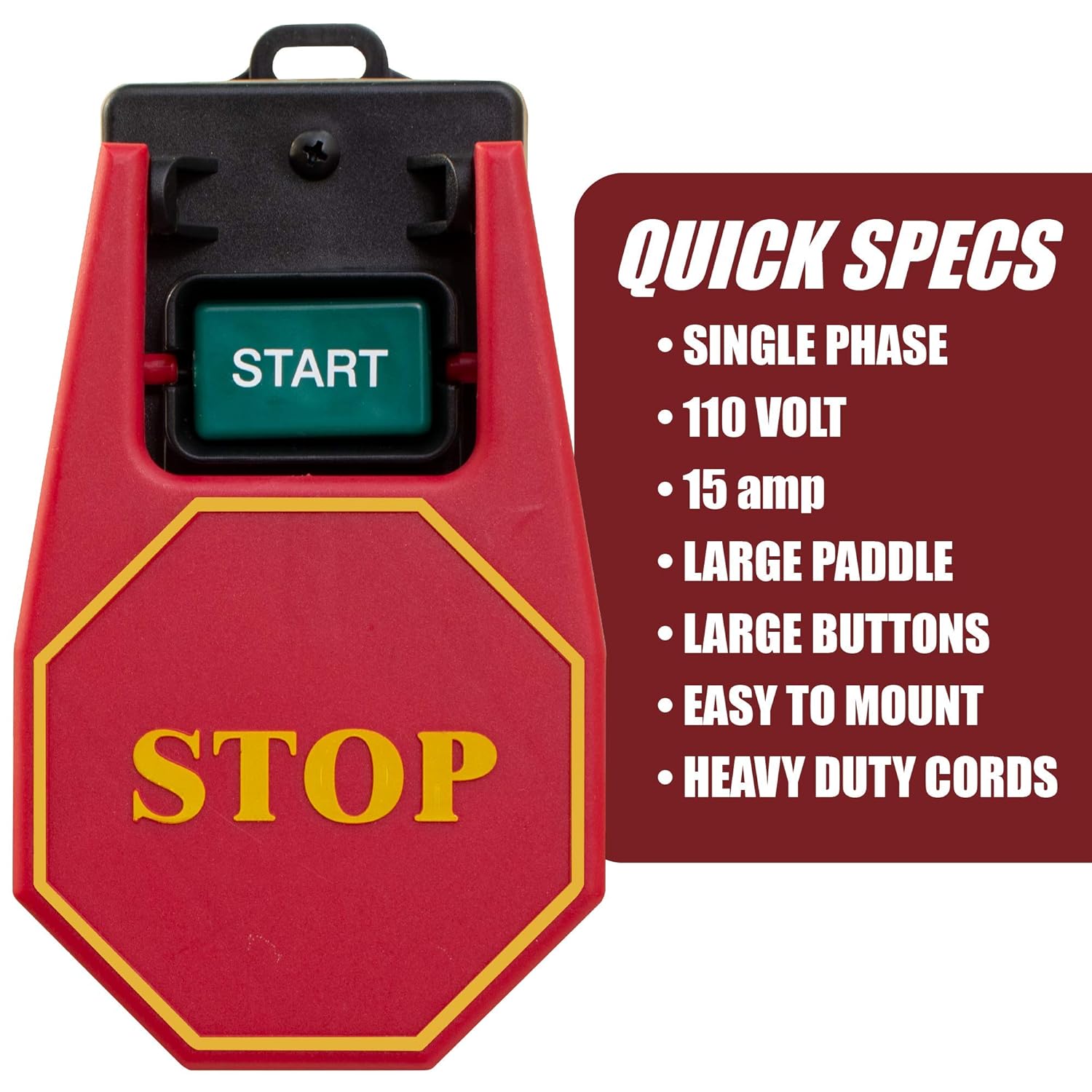 Fulton 110V Single Phase On/Off Switch with Large Stop Sign Paddle for Easy Visibility and Contact for Quick Power Downs Ideal for Router Tables Table Saws and Other Small Machinery: Industrial & Scientific