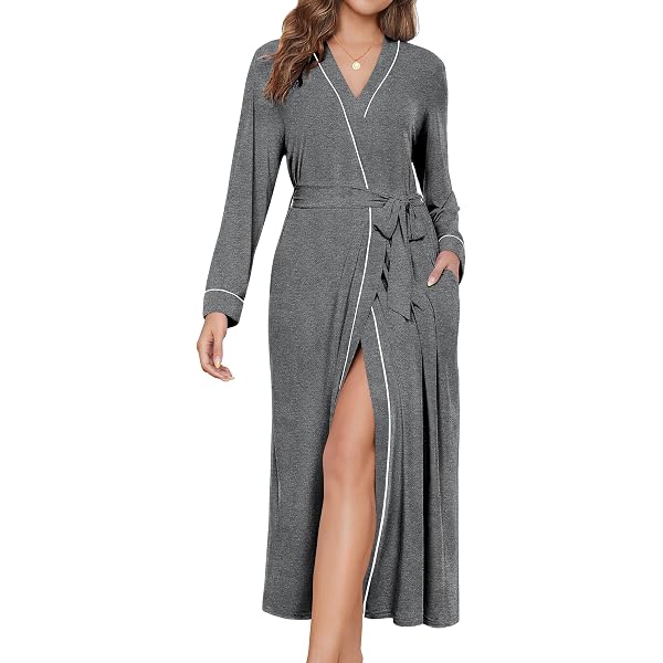 Bata De Algodón Para Mujer Larga Con Botones Y Bolsillos - Cómoda Y Térmica Para Invierno