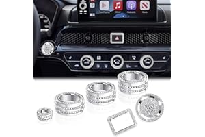 DvlynAuroa for Honda Civic Accessories 2022-2026, CRV/HRV/Acura Integra 2023-2026, Accord 2023-2025 & ADX 2025, 7PCS Aluminum Alloy Knob Cover Set (Bling) Fits 9-inch Screen with 1 Radio Knob