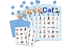 OZTEMETY Cat Bingo Game - Kitten Bingo for 24 Players, Pawty Party Decorations & Cat Lovers Gift - C08