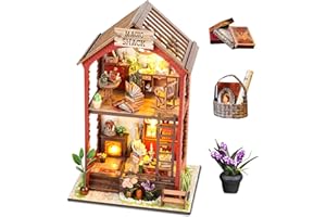 WEFAOUSE DIY Book Nook Kit, Miniature Dollhouse Booknook Kit with Light, 3D Wooden Puzzle Bookend Bookshelf Decor for Adults, Library