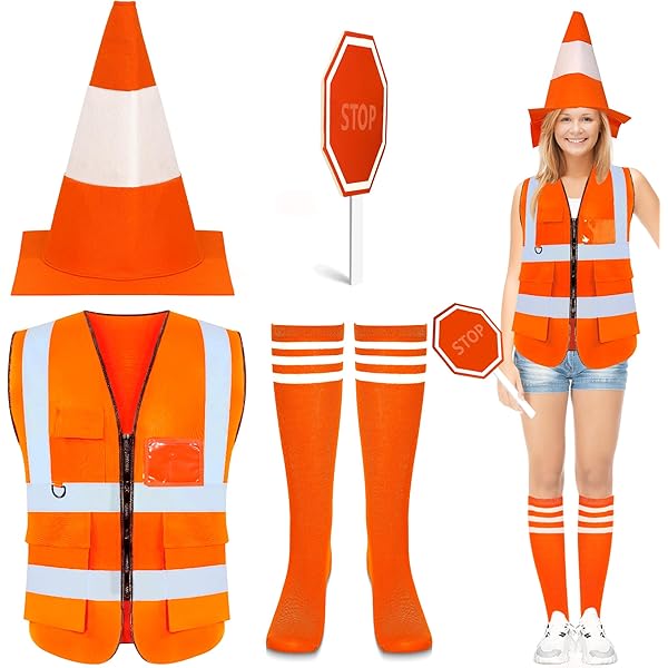 Adult Traffic Cone Costume Novelty Funny Outfit For Fancy Dress Stag Night Party | UK