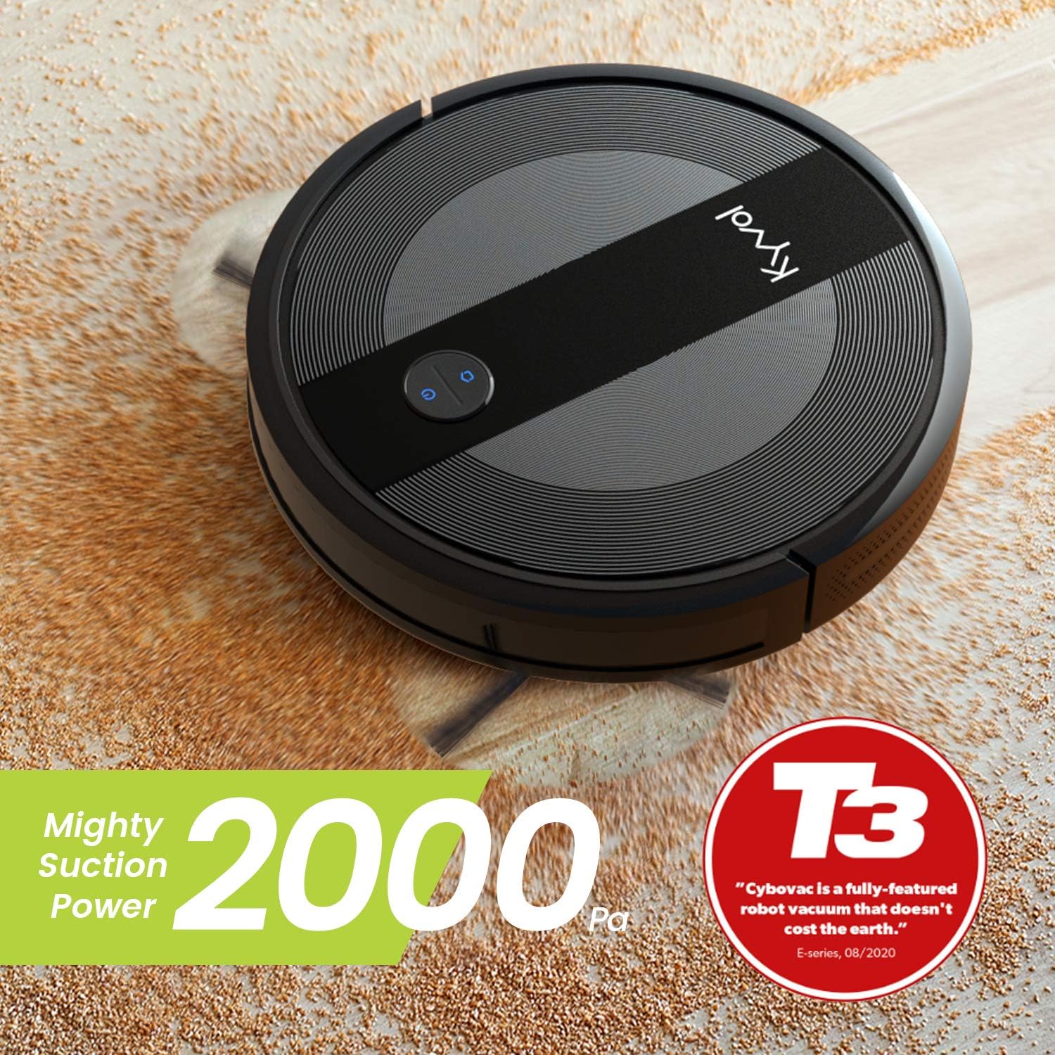 Kyvol Cybovac E20 Robot Vacuum Cleaner, 2000Pa Suction, 150 min Runtime, Boundary Strips Included, Quiet, Super-Thin, Self-Charging, Works with Alexa, Ideal for Pet Hair, Carpets, Hard Floors: Home & Kitchen