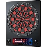 Electronic Dart Boards with Metal Case for Adults, Electric Dart Board with 6 Soft Tip Darts, Electronic Digital Dartboard Automatic Scoring, with Voice, LCD Screen, 25 Games for 1-8 Players