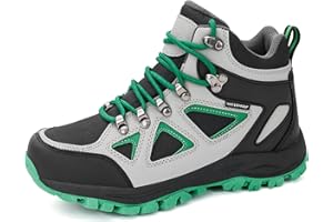 R CORD Kids Hiking Boots Waterproof Non-Slip for Outdoor Lace-Up Closure Girls Hiking Boots Durable TPR Traction Outsole Kids Hiking Shoes